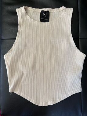 naked wardrobe Cream Ribbed Cropped Tank size Small